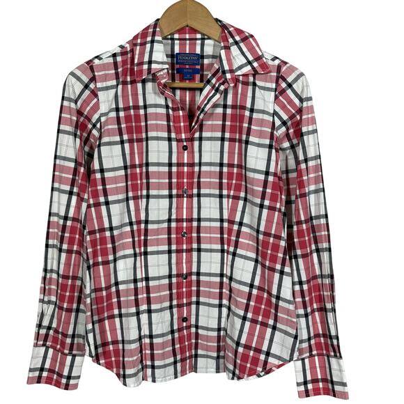 NEW! Pendleton Button Front Slim Cut Shirt Top Blouse4 Plaid Casual - XS - Picture 1 of 4